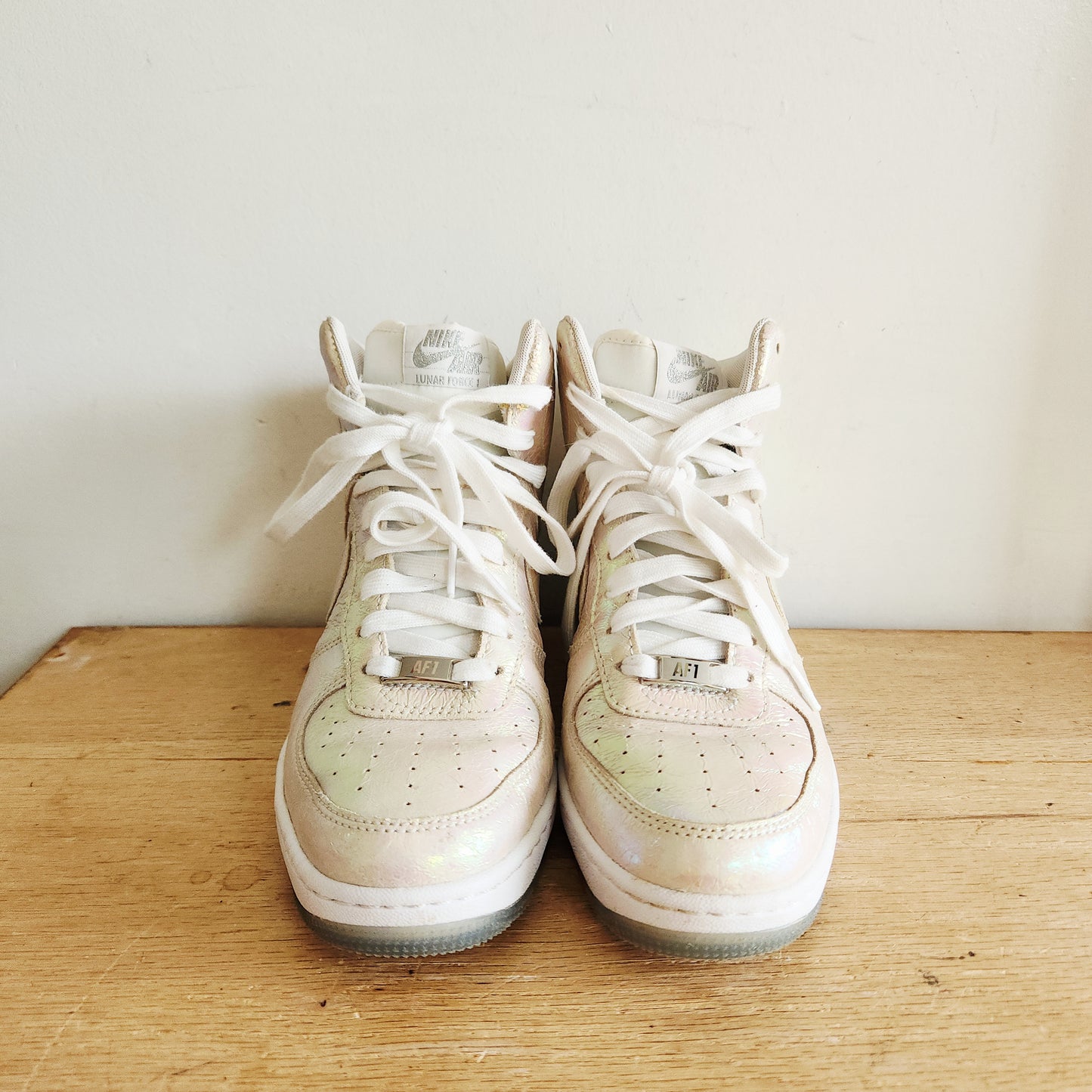 Nike Air Lunar Force 1 Iridescent Pearl High Tops - size 8