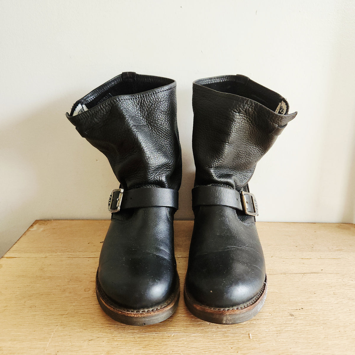 Frye Black Leather Motorcycle Boots - size 8.5