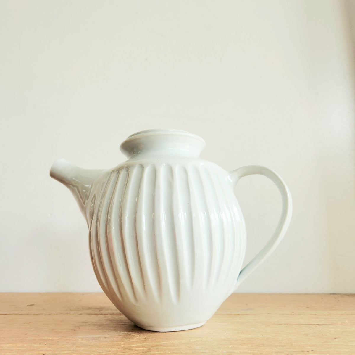 Handmade Ceramic Teapot White Signed Knightly