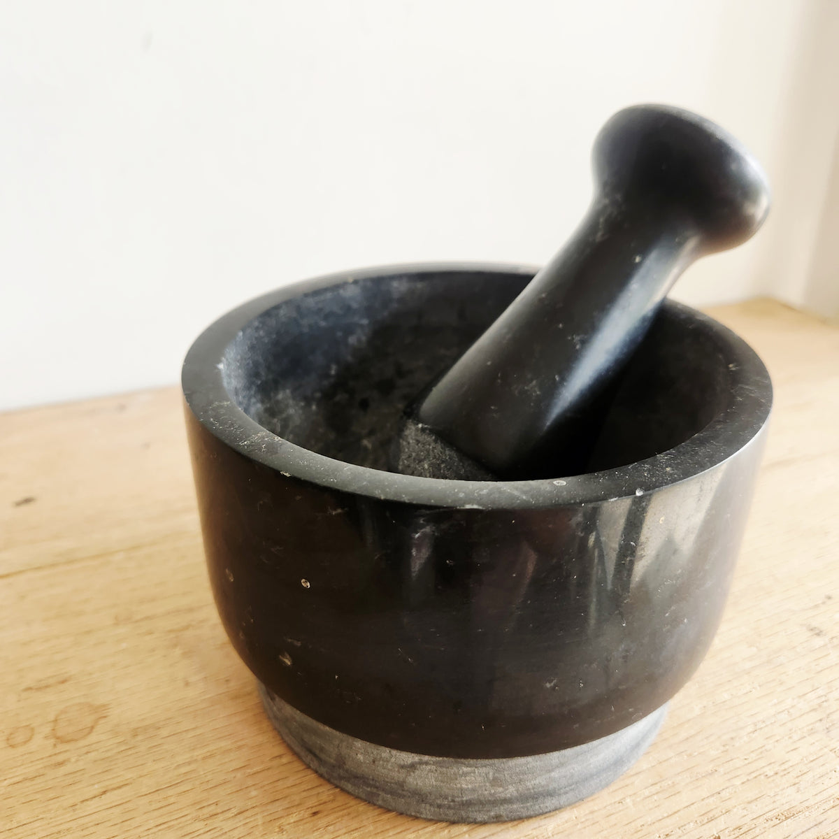 Black Marble Mortar and Pestle