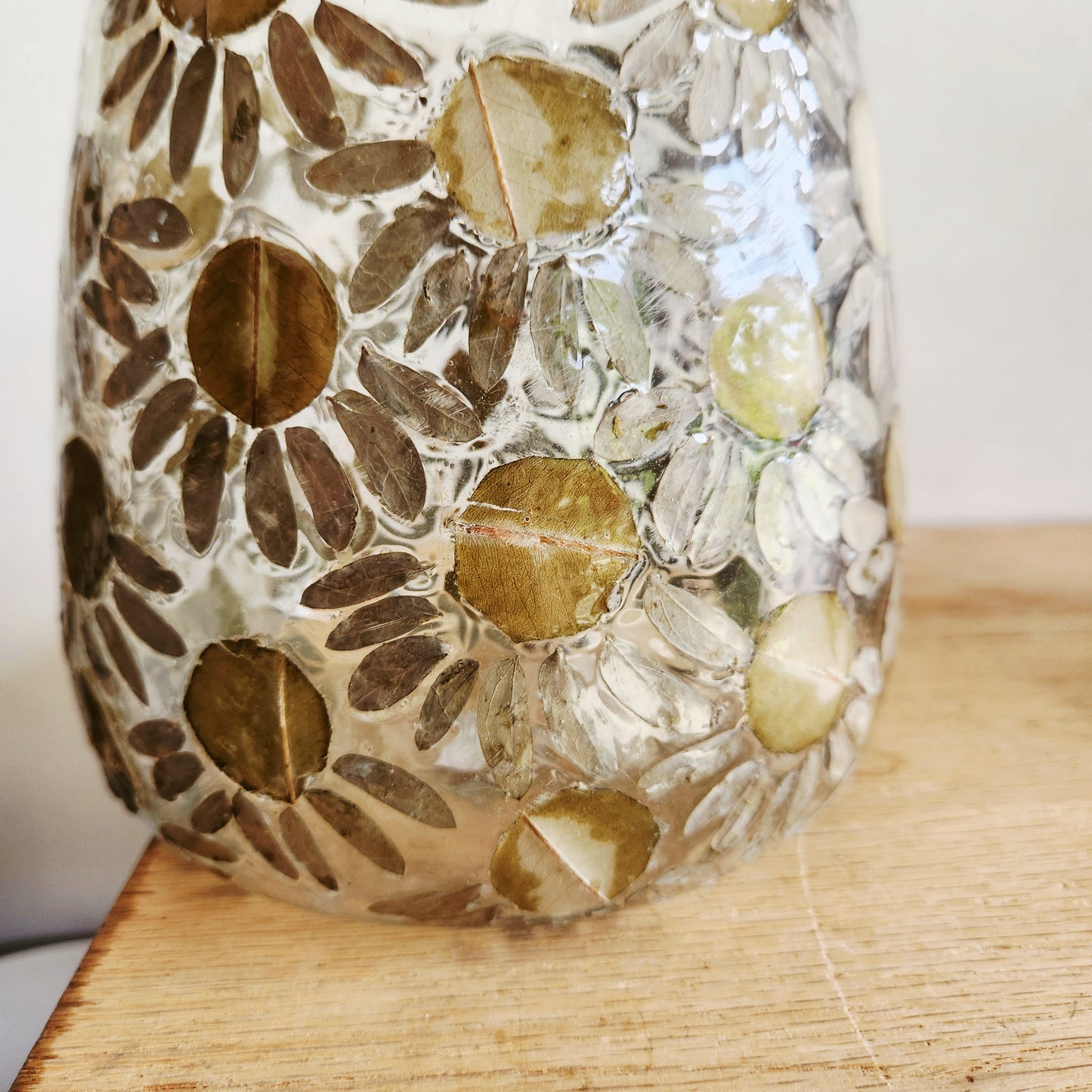 Enamel Leaf Pattern Hurricanes Candle Holders (largest 9") Set of 2 NEW