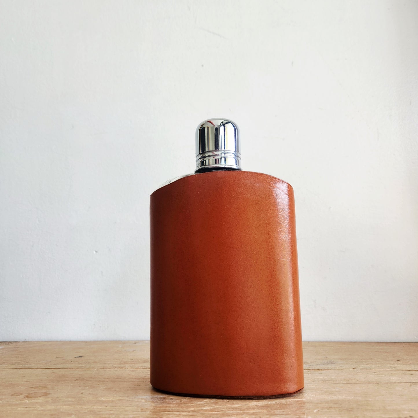 Vintage Glass Bottle Flask with Leather Case