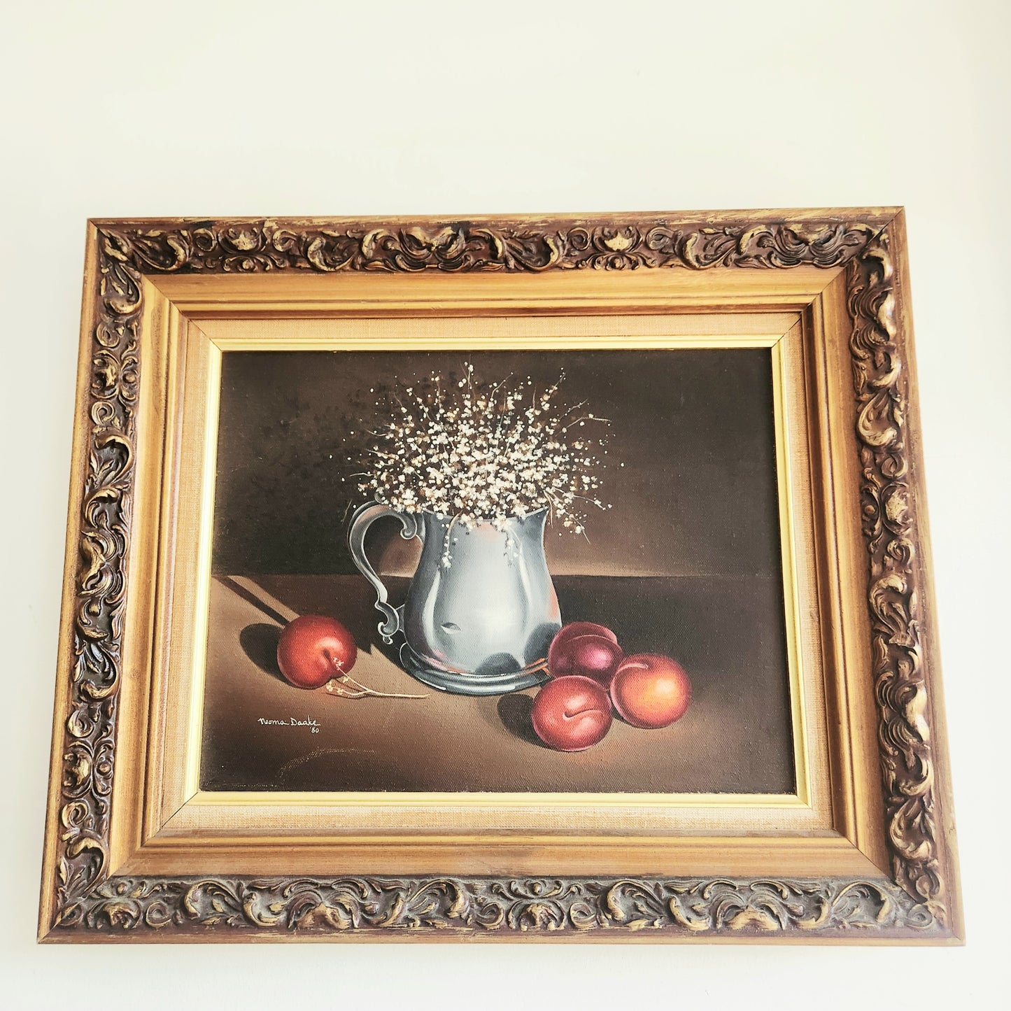 Oil Painting Gold Ornate Framed Signed Jeanette 17" x 22"