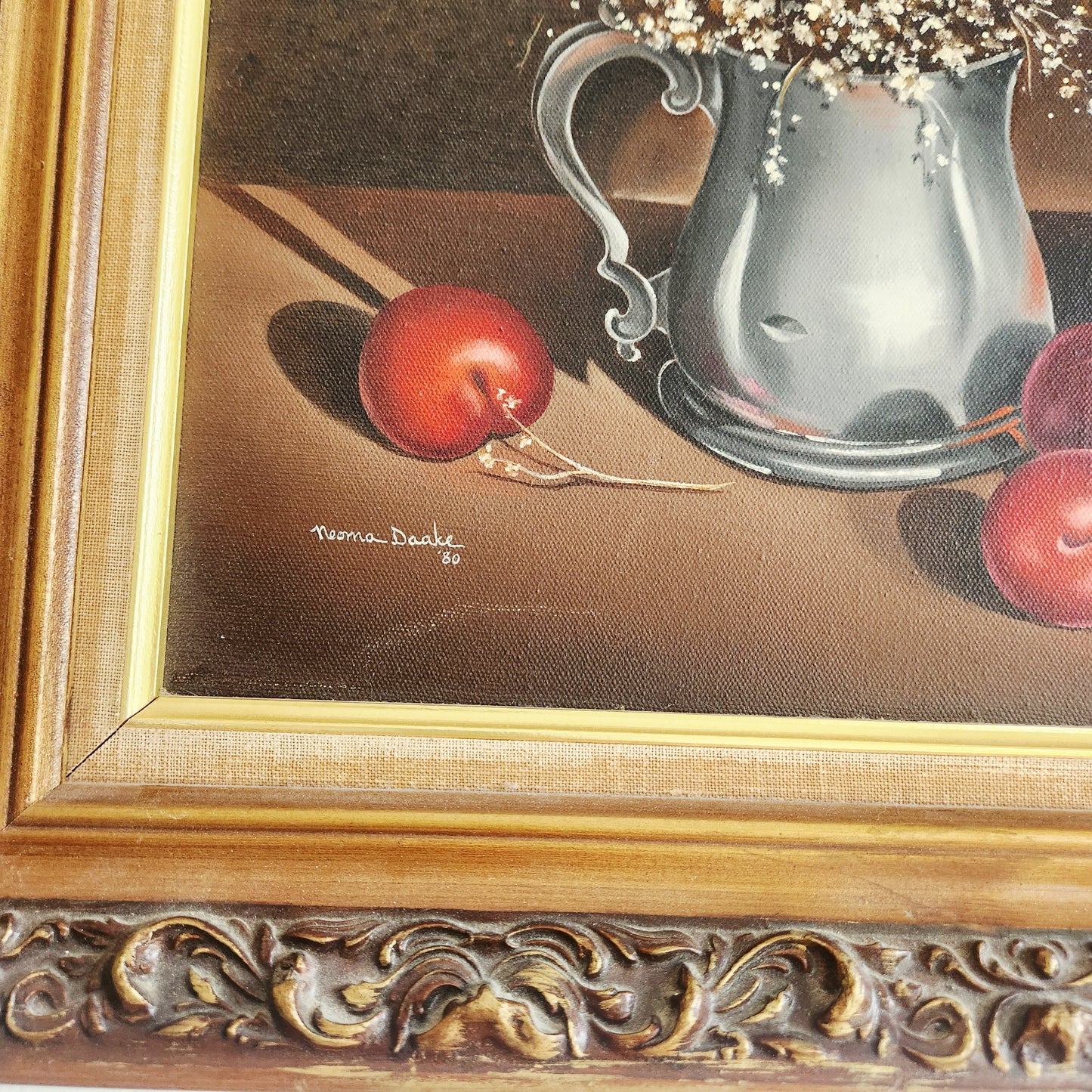 Oil Painting Gold Ornate Framed Signed Jeanette 17" x 22"