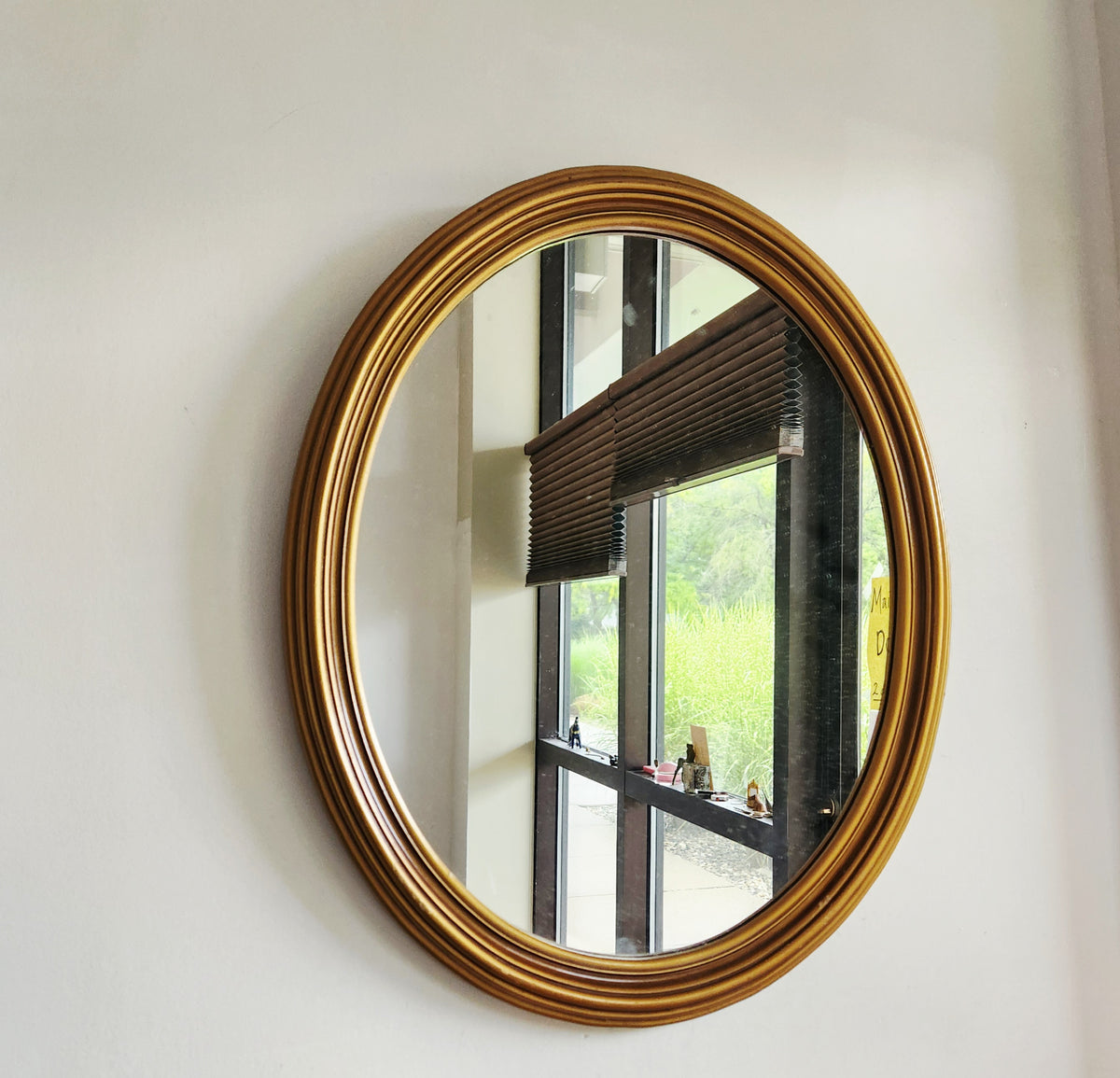 Vintage Gold Frame Oval Wall Mirror 19"W 24"H