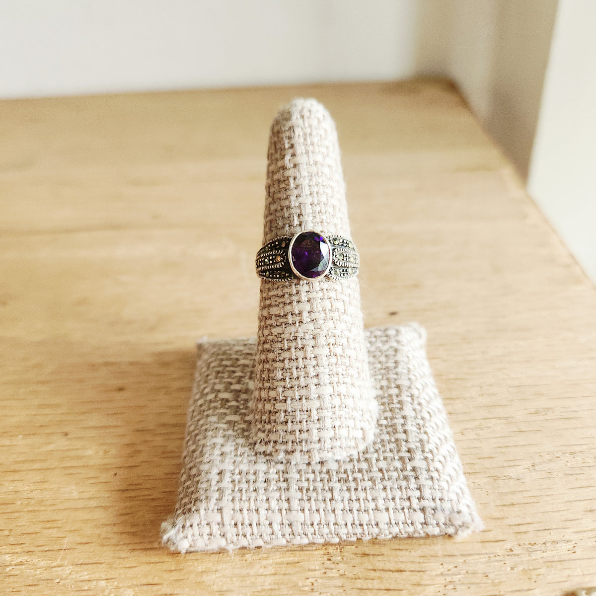 Sterling Silver Faceted Amethyst Ring - size 7.5