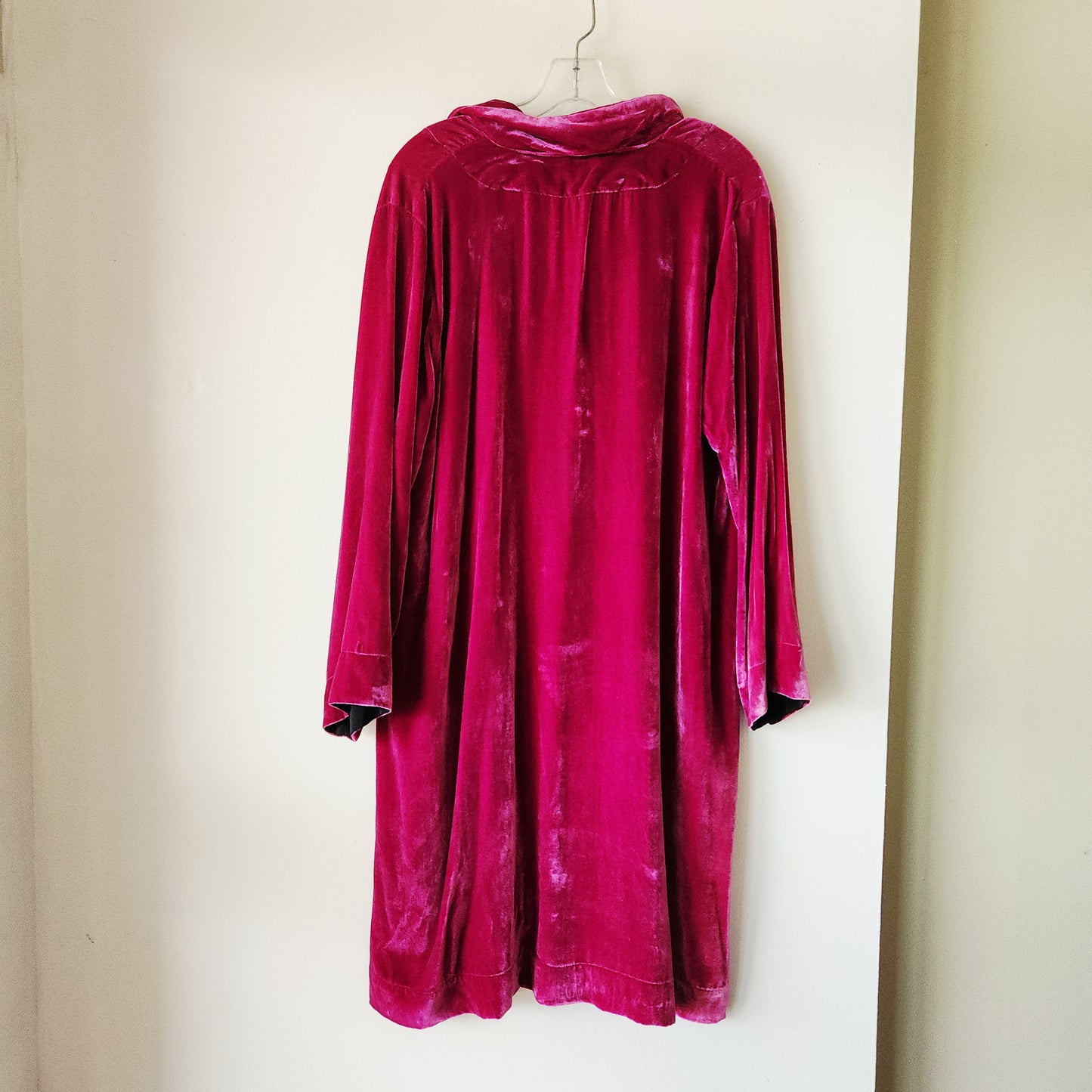 Haldora Magenta Velvet Dress with Collar - S/M