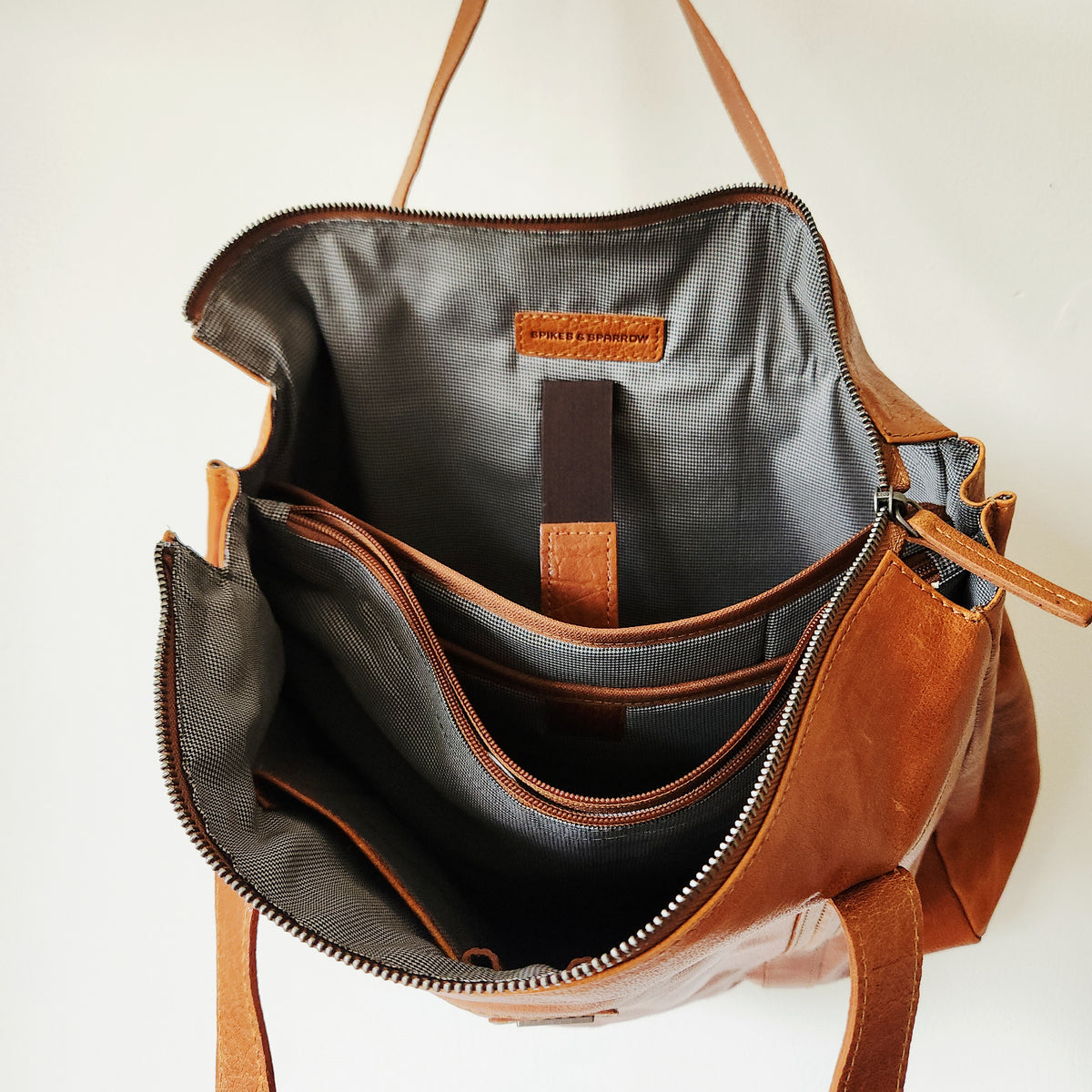 Spikes & Sparrow Leather Zip Top Work Tote
