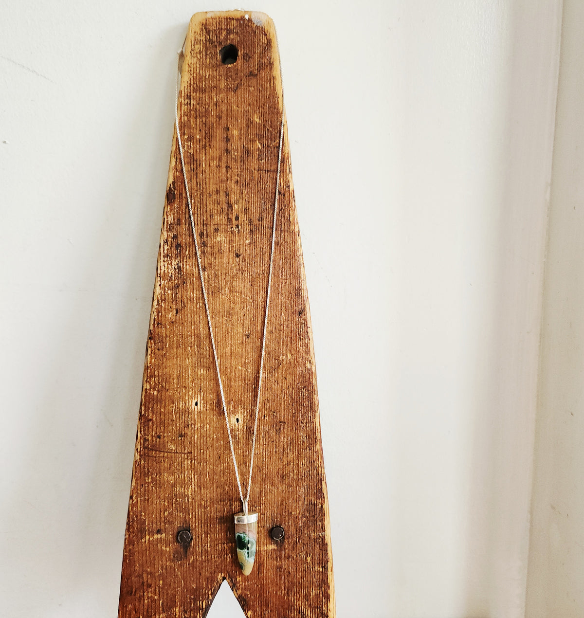 Sterling Silver Chain with Polished Stone Pendant