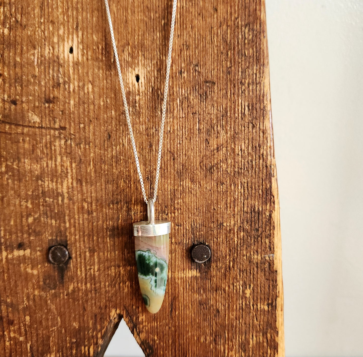 Sterling Silver Chain with Polished Stone Pendant