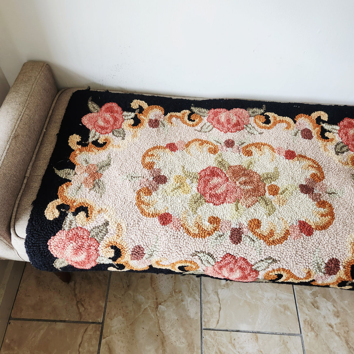 Floral Hand Hooked Rug 22" x 36"