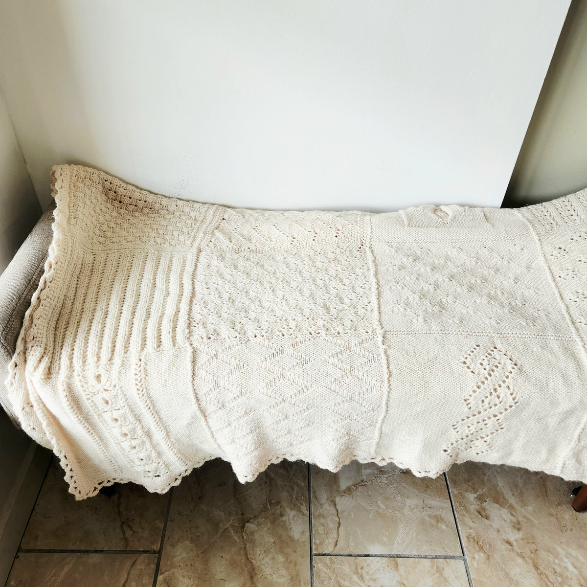 Cream Knit Afgahn Throw Standard Size