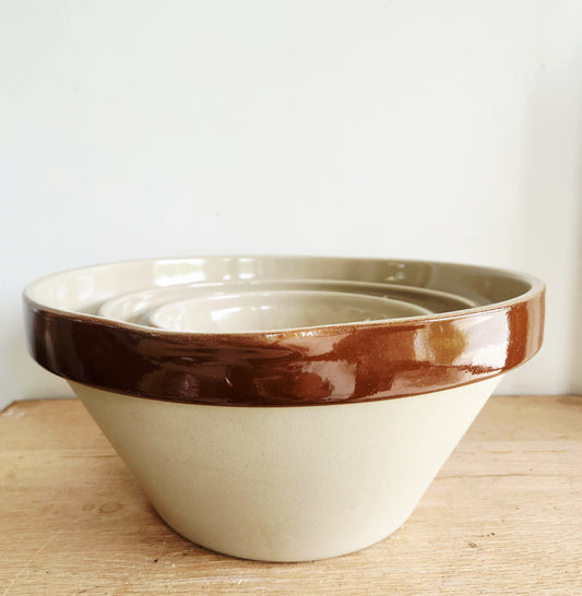 Vintage Renault Berry French Stoneware 6 8 and 10 Mixing Bowls Set of 3