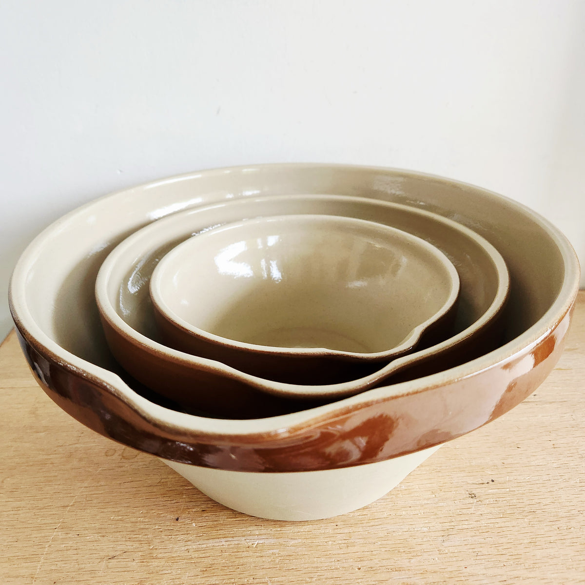 Vintage Renault Berry French Stoneware 6 8 and 10 Mixing Bowls Set of 3