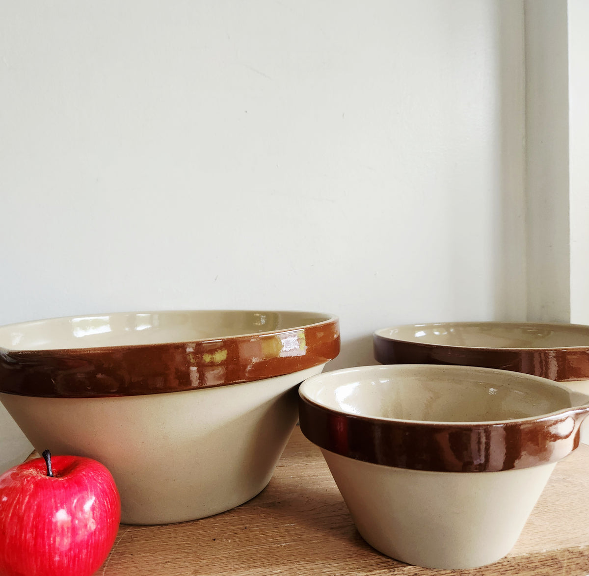 Vintage Renault Berry French Stoneware 6 8 and 10 Mixing Bowls Set of 3