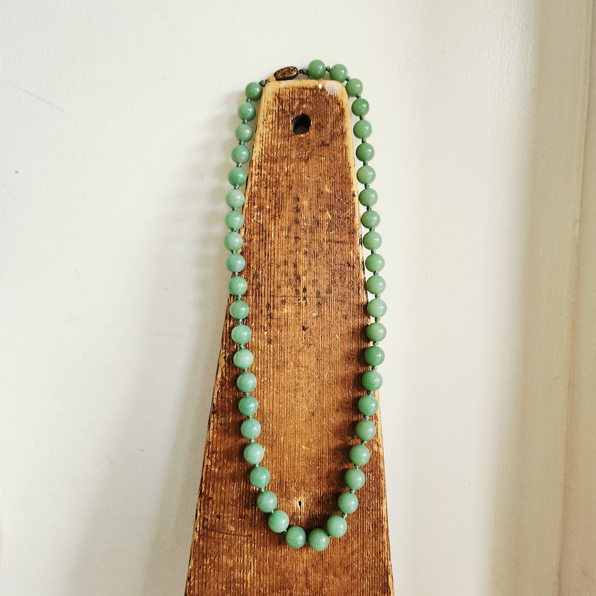 Sterling Silver Clasp & Jade Knotted Necklace