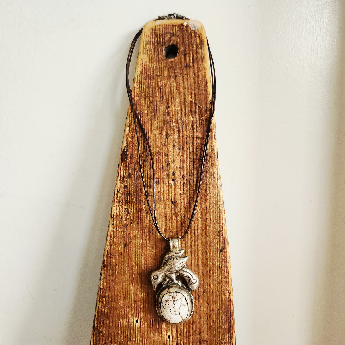Cord Necklace with Oversized Bird Pendant
