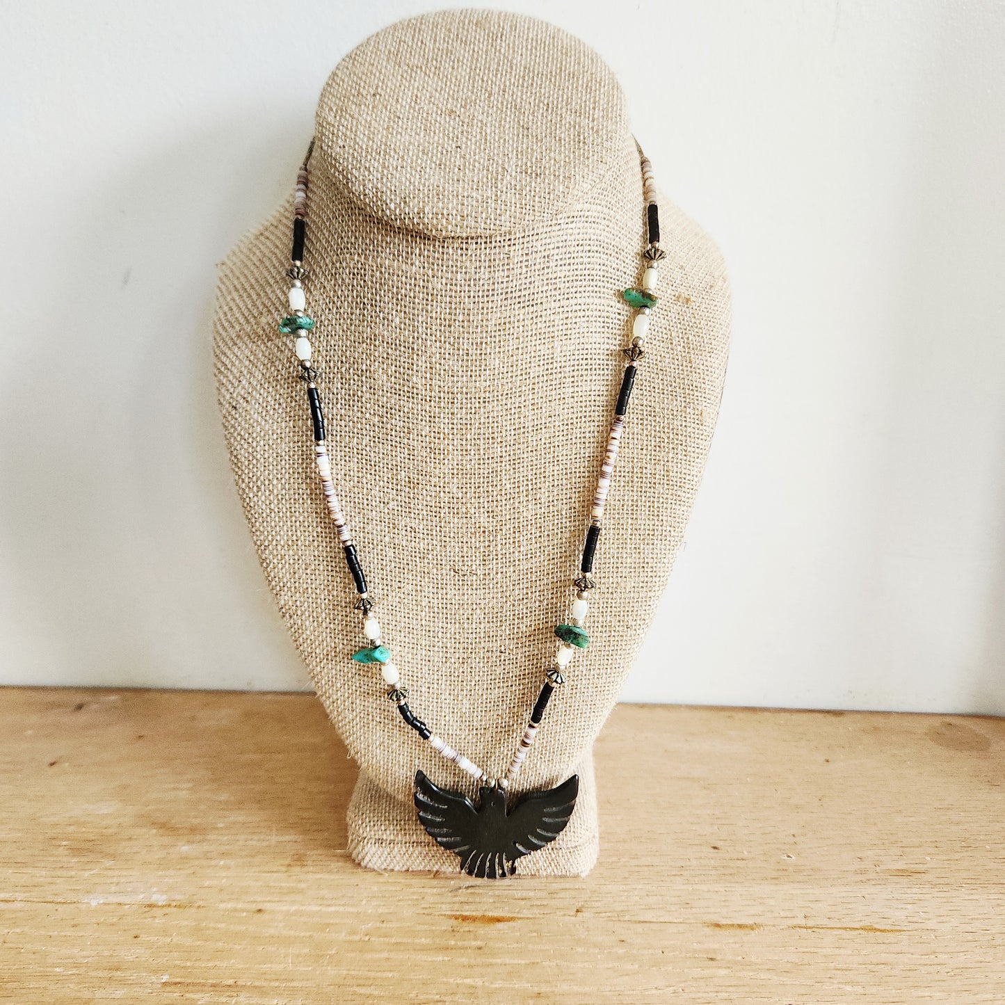 Vintage Bead & Carved Thunderbird Necklace