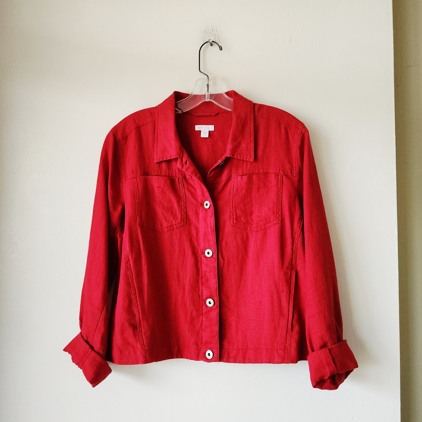 J Jill Love Linen 100% Linen Crop Fit Jacket - M Petite