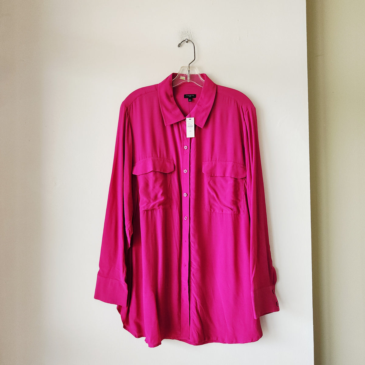 Talbots Bright Raspberry Loose Fit Button Up Shirt - 2X - New