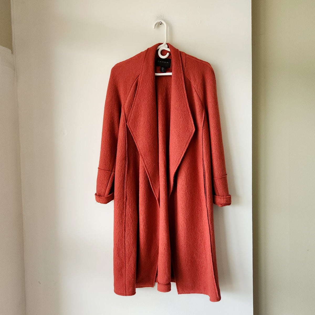 Tahari Wool Blend Trench Style Open Coat - S