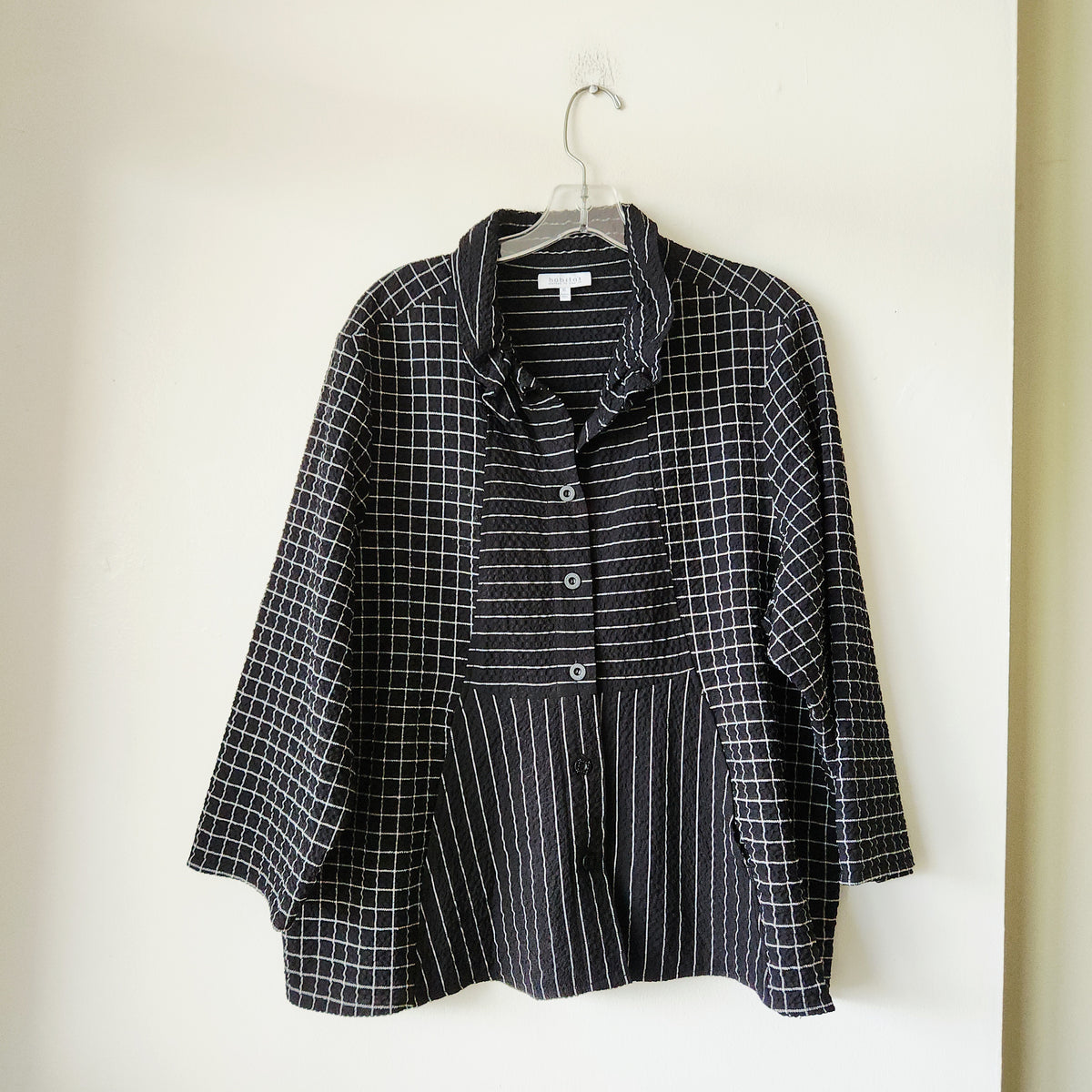 Habitat Textured Top with Buttons & Crinkle Collar - XL