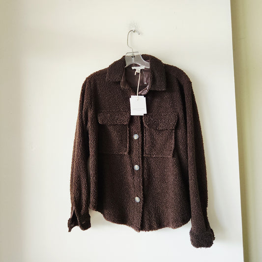 BeachLunchLounge Teddy Fleece Chocolate Brown Shacket (Shirt/Jacket) - XS - New