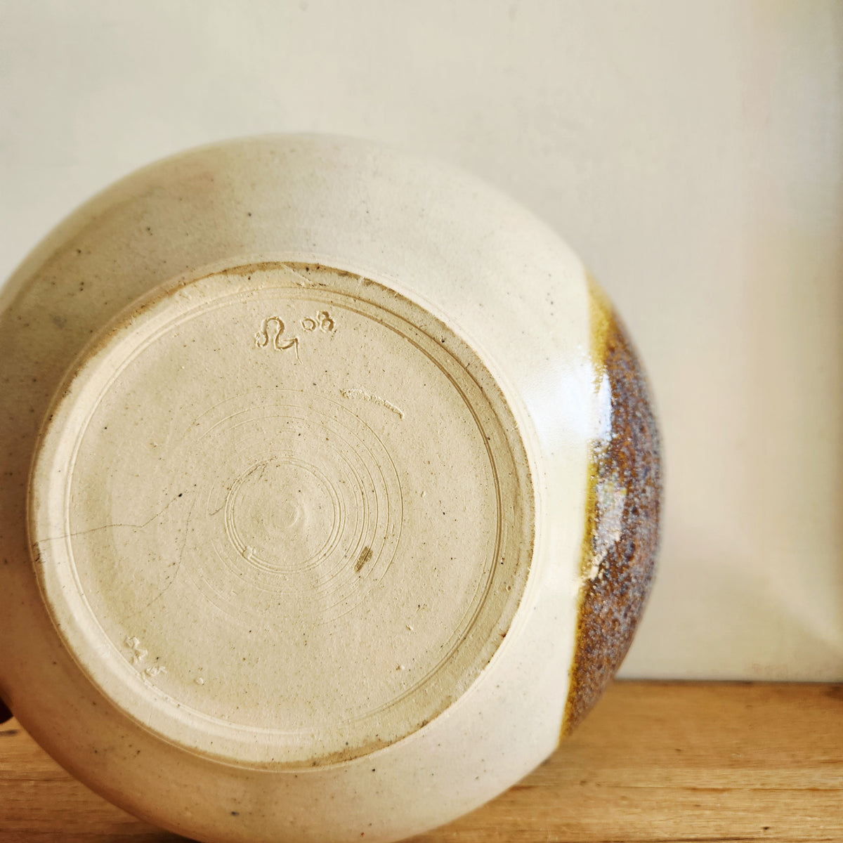 Handmade Pottery Glazed Bowl 10"w 5"H