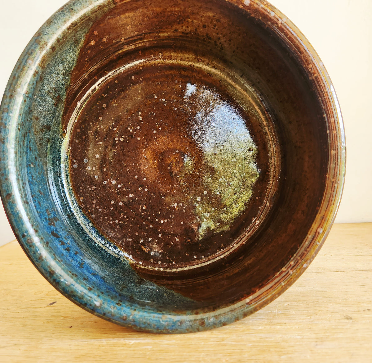 Handmade Stoneware Bowl Glazed 5"H 9"W