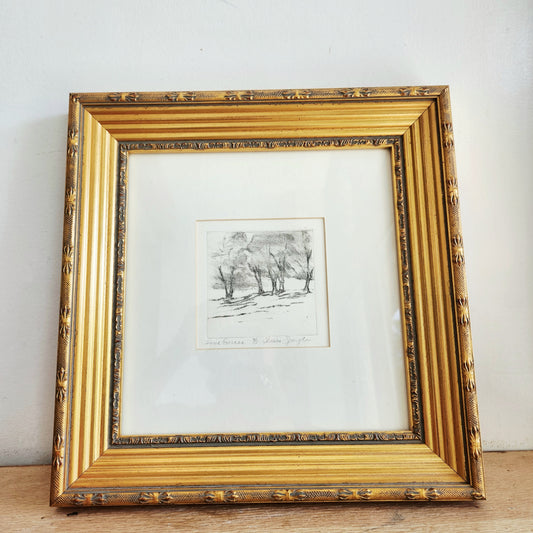 "Five Graces" by Shauna Spangler Matted and Gold Wood Frame 13" Signed