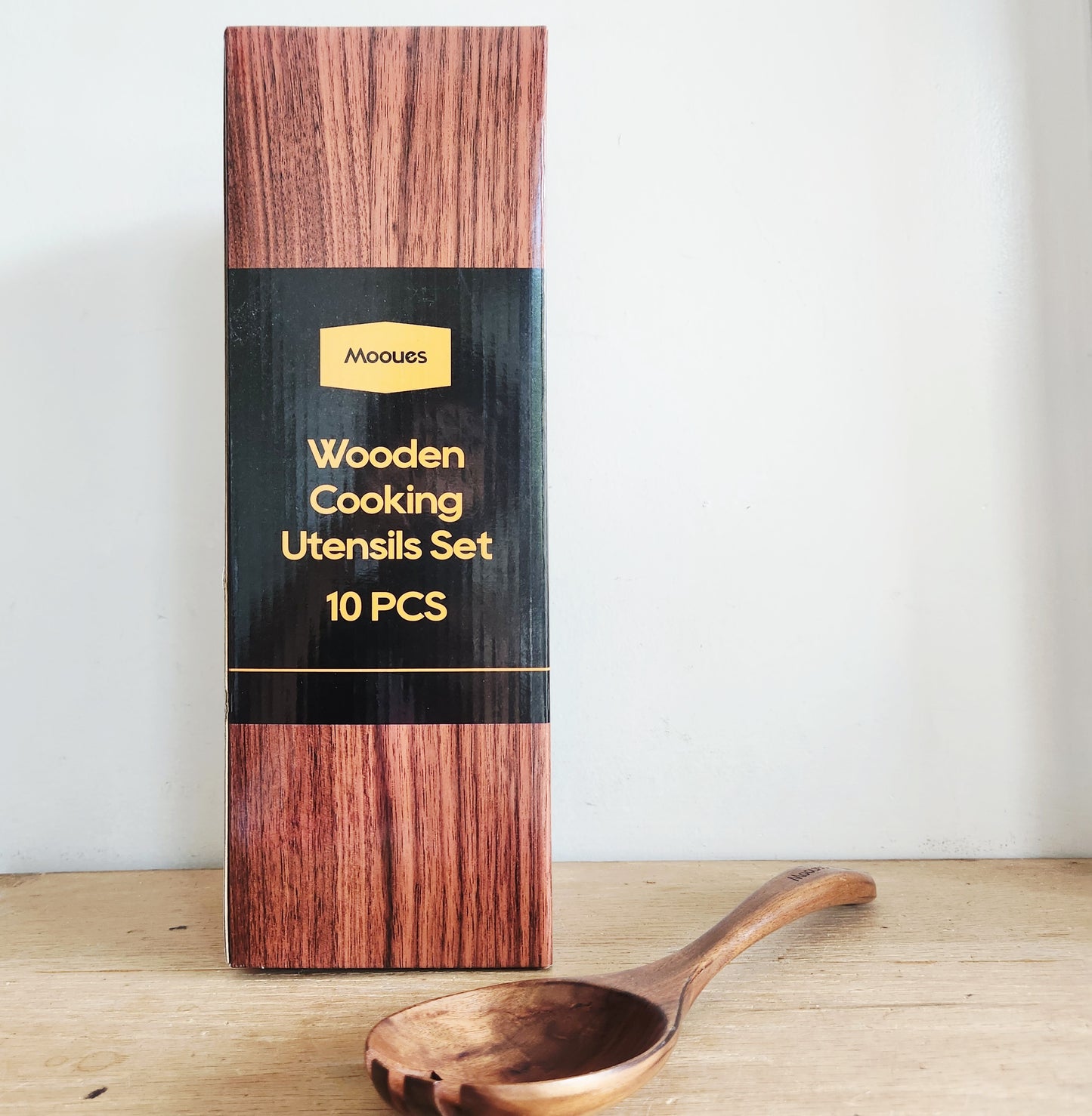 Mooues Wooden Spoons for Cooking 10 Piece Utensils  Teakwood NEW