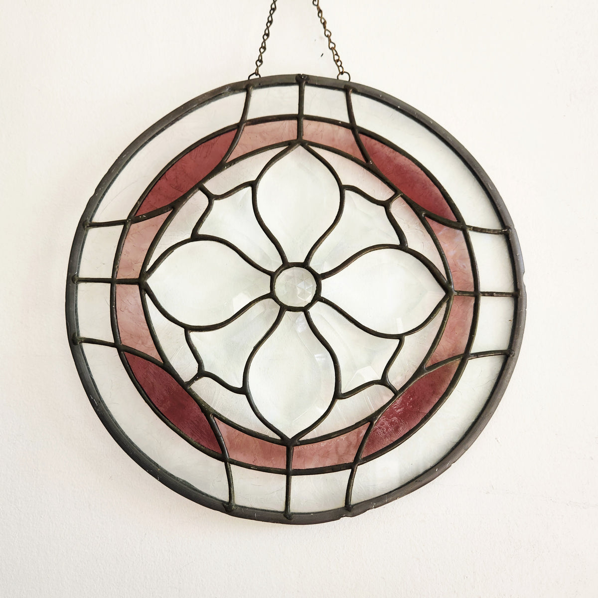 12" Stained Glass Window Hanging Sunflower 1985