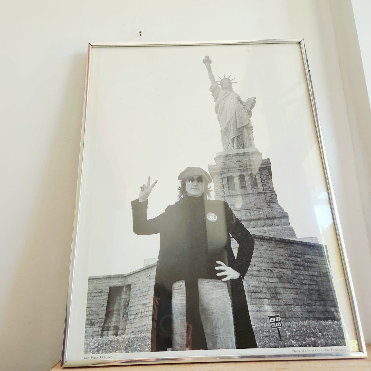 John Lennon 1981 Vintage Poster with Metal Frame 19" x 24"