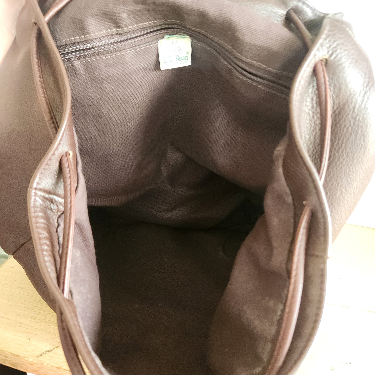 Vintage LL Bean Chocolate Brown Leather Backpack