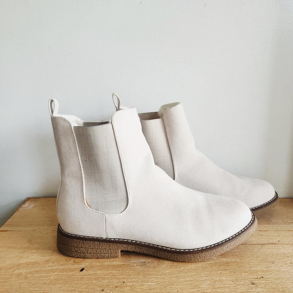 LOFT Faux Shearling Chelsea Boots - size 10