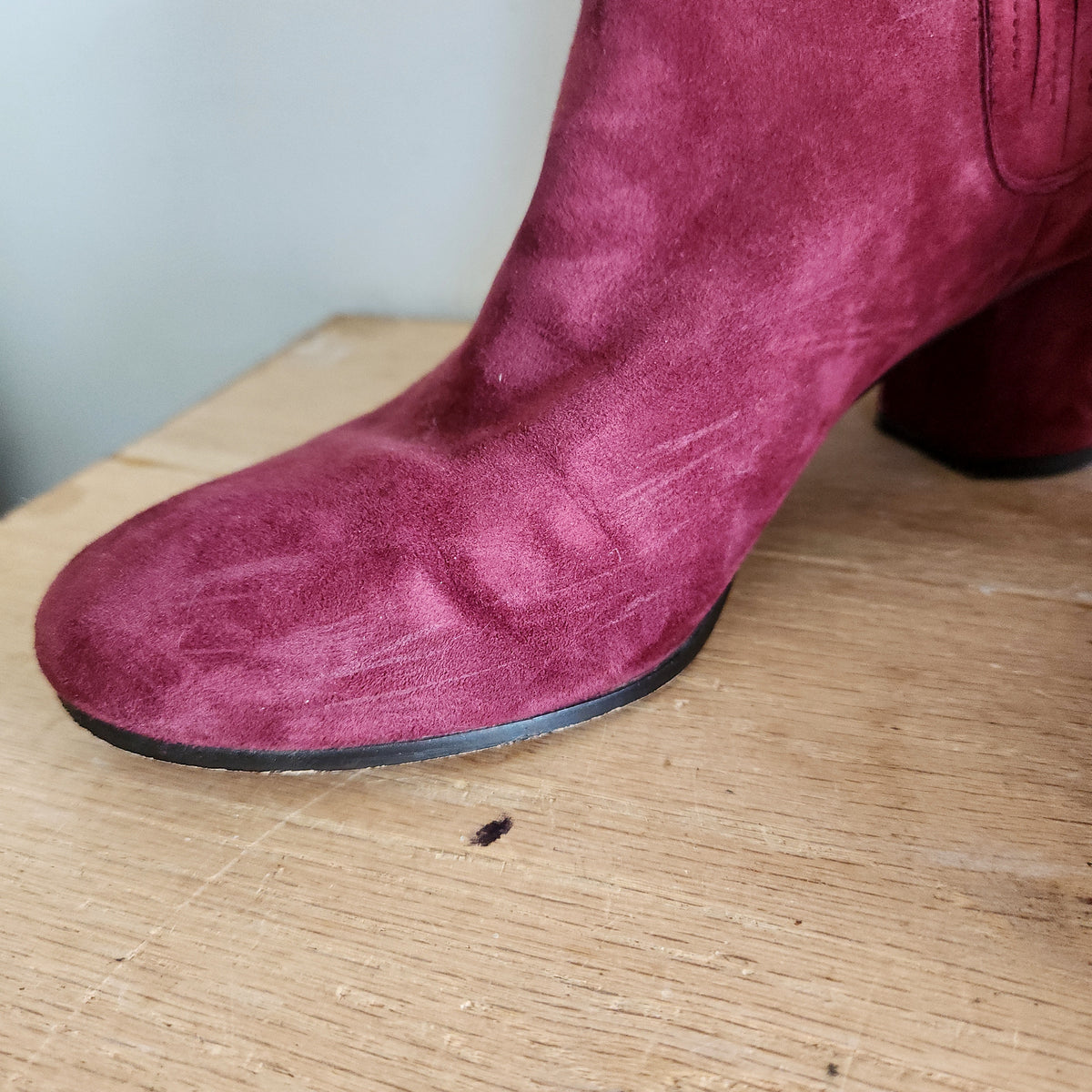 Joie Raspberry Suede Ankle Boots - size 39
