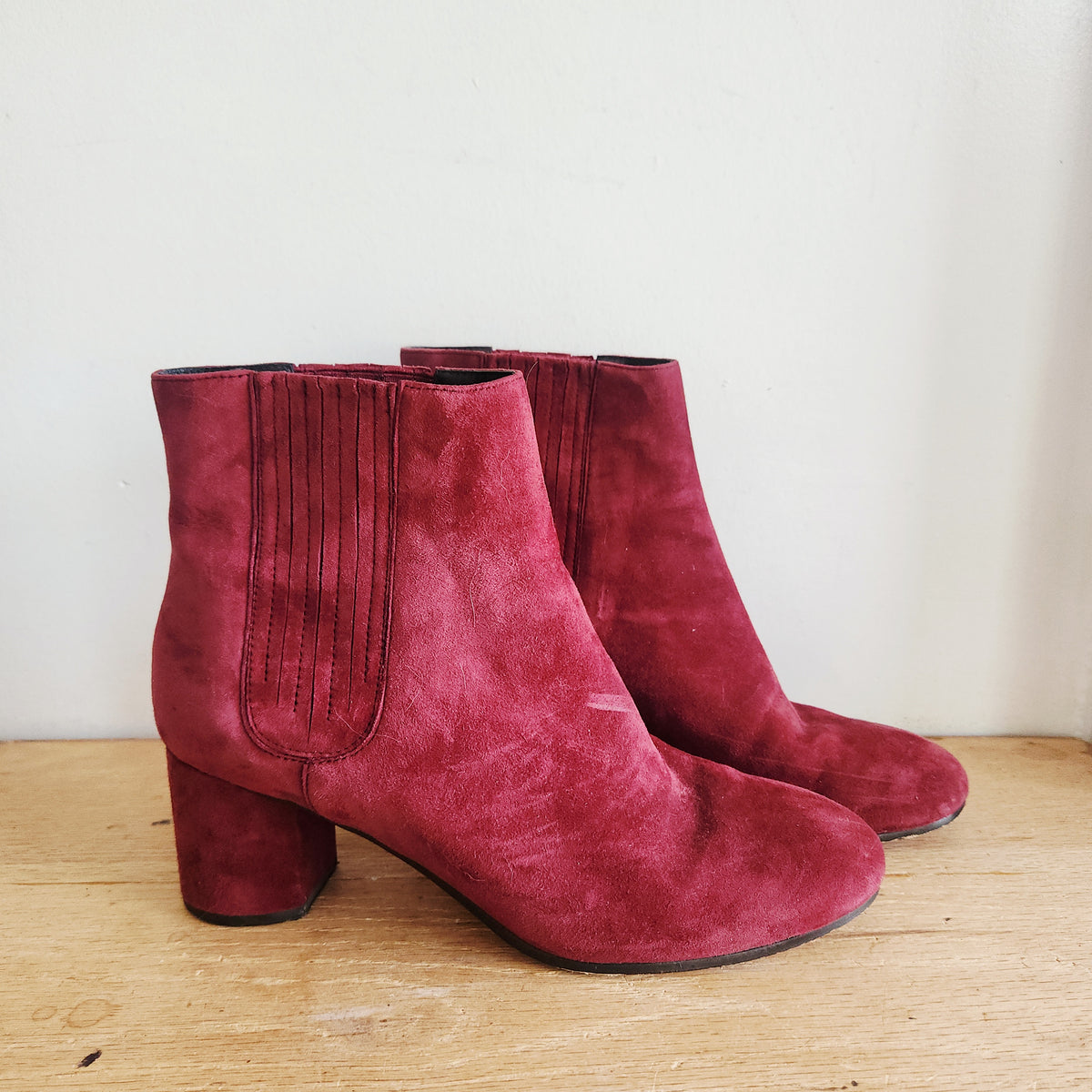 Joie Raspberry Suede Ankle Boots - size 39