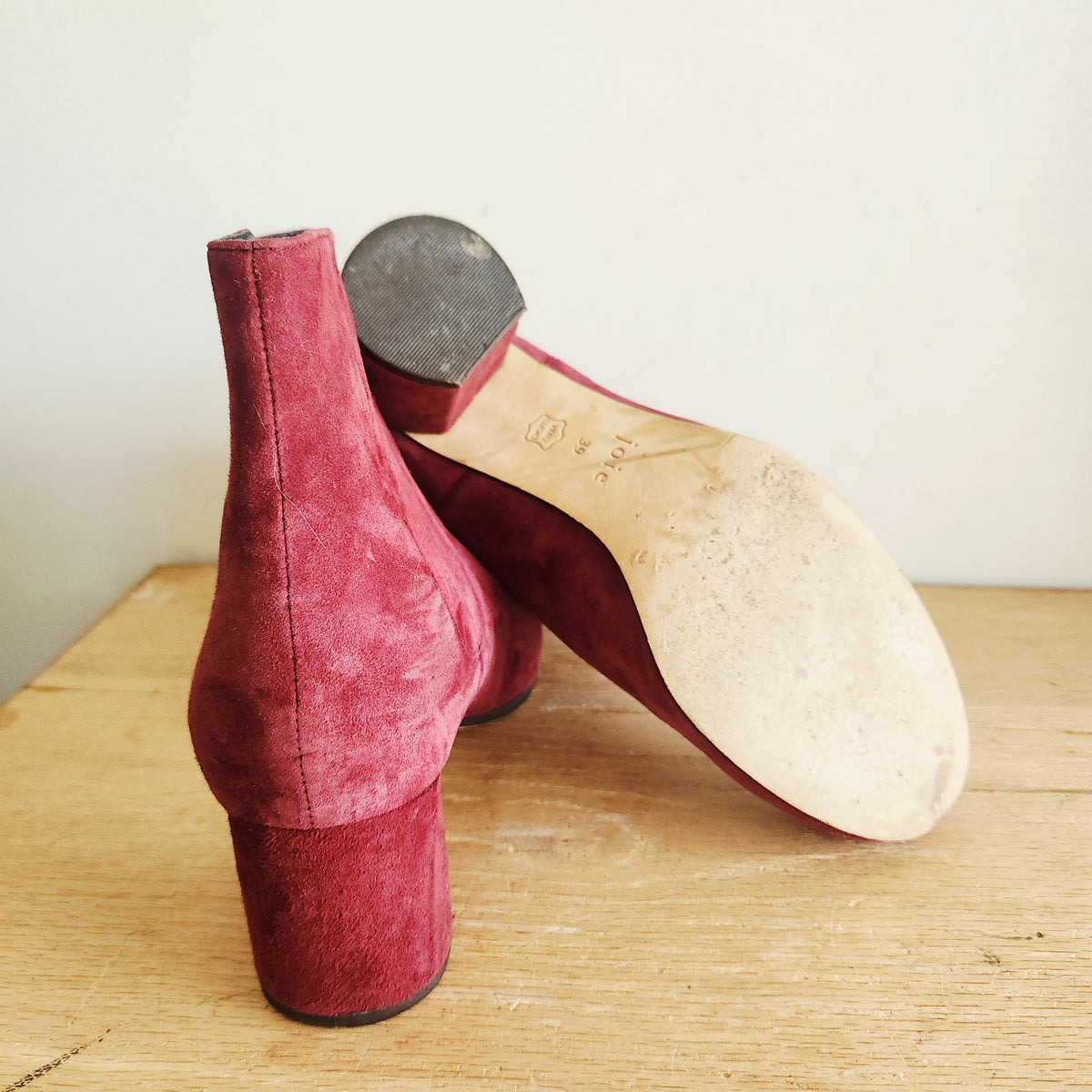 Joie Raspberry Suede Ankle Boots - size 39