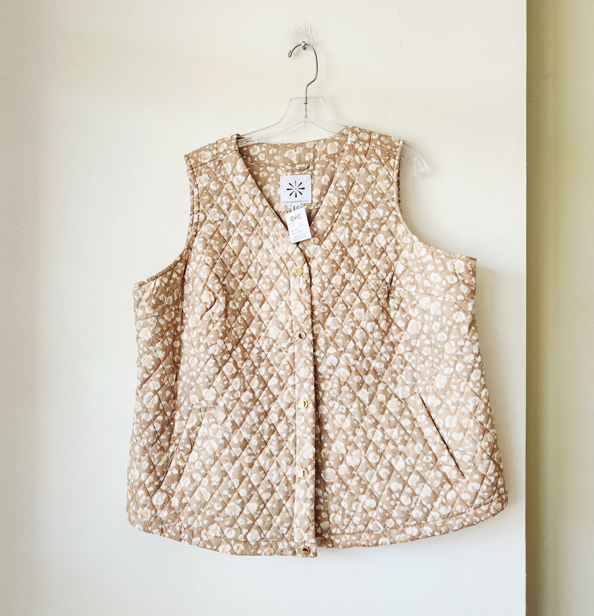 Isaac Mizrahi Live Snap Front Quilted Vest - size 1X - New