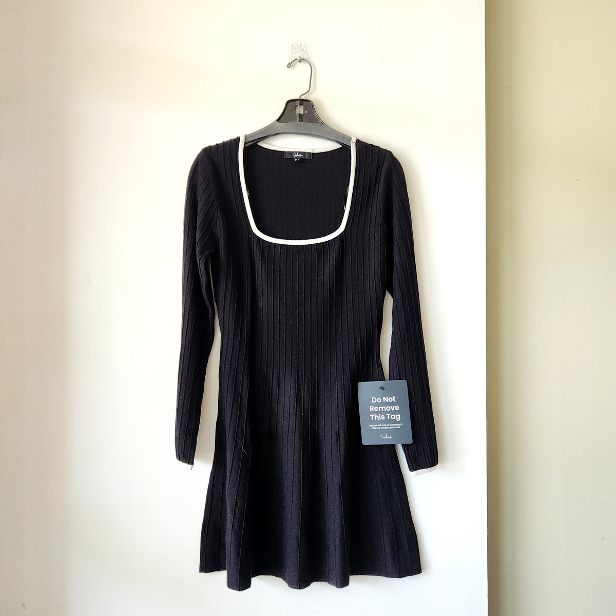 Lulu's Black Rib Knit Dress - M - New