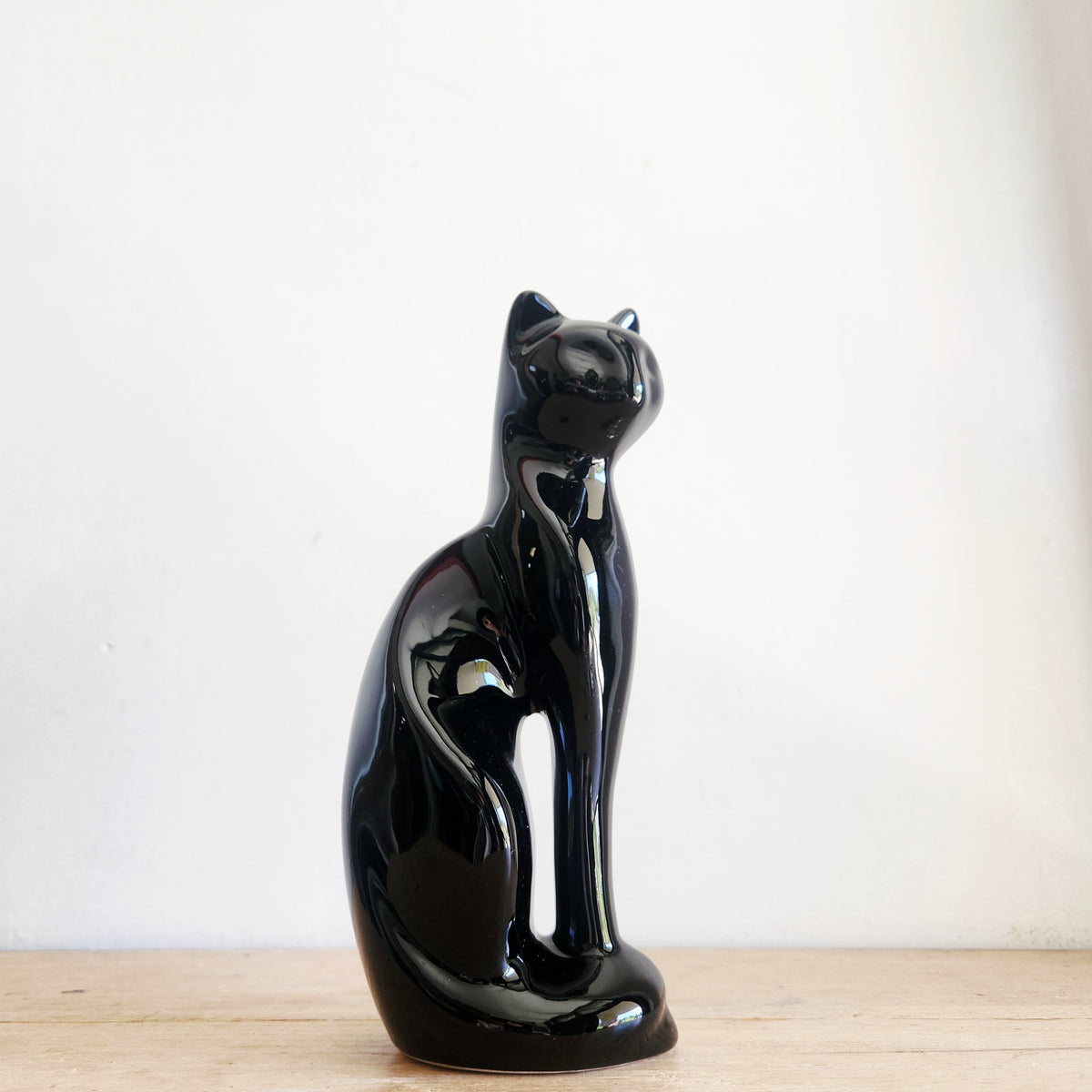 Vintage Ceramic  Black Cat Figurine 9"