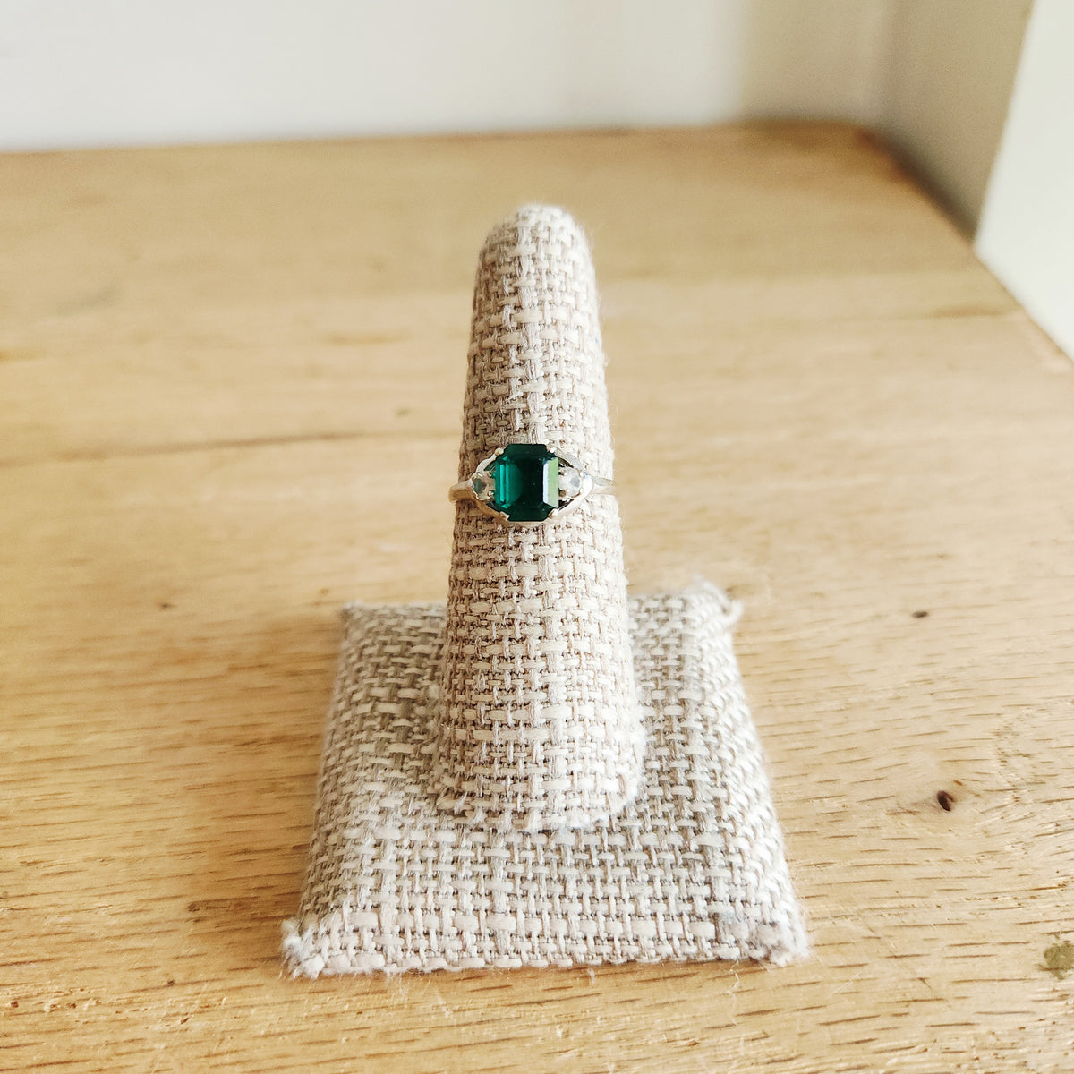 14K Gold Ring with Square Cut Stone - size 7