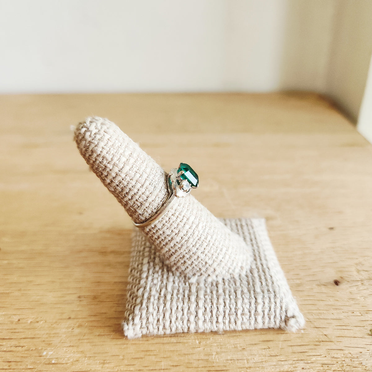 14K Gold Ring with Square Cut Stone - size 7