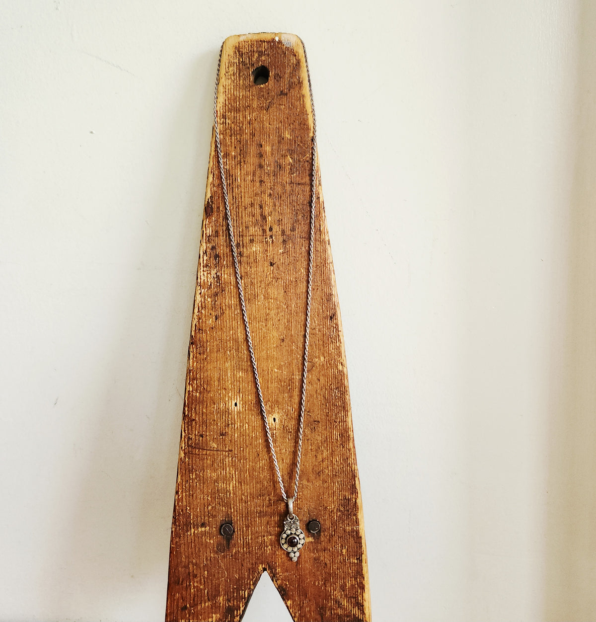 Sterling Silver Chain with Sterling Silver Pendant with Circle & Spiral Motifs