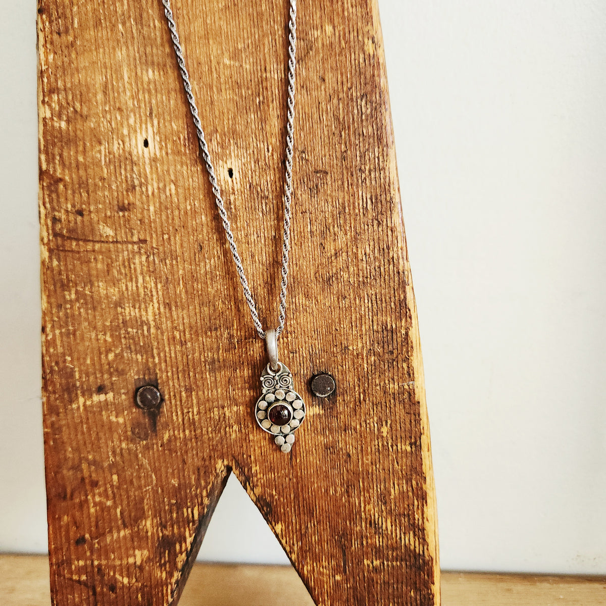Sterling Silver Chain with Sterling Silver Pendant with Circle & Spiral Motifs