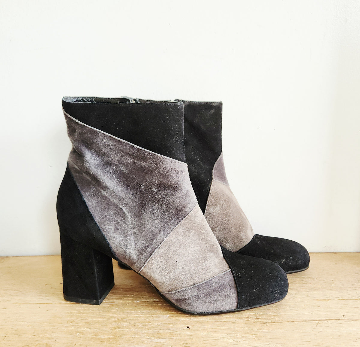 André Assous Suede Colorblock Ankle Boots - size 39