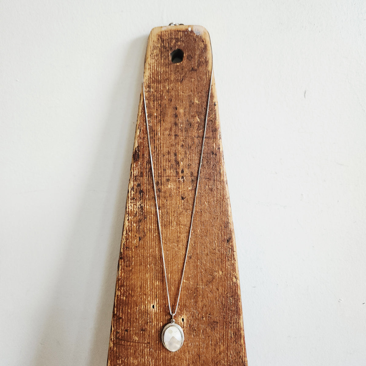 Sterling Silver Chain with Oval Mountain Inlay Pendant