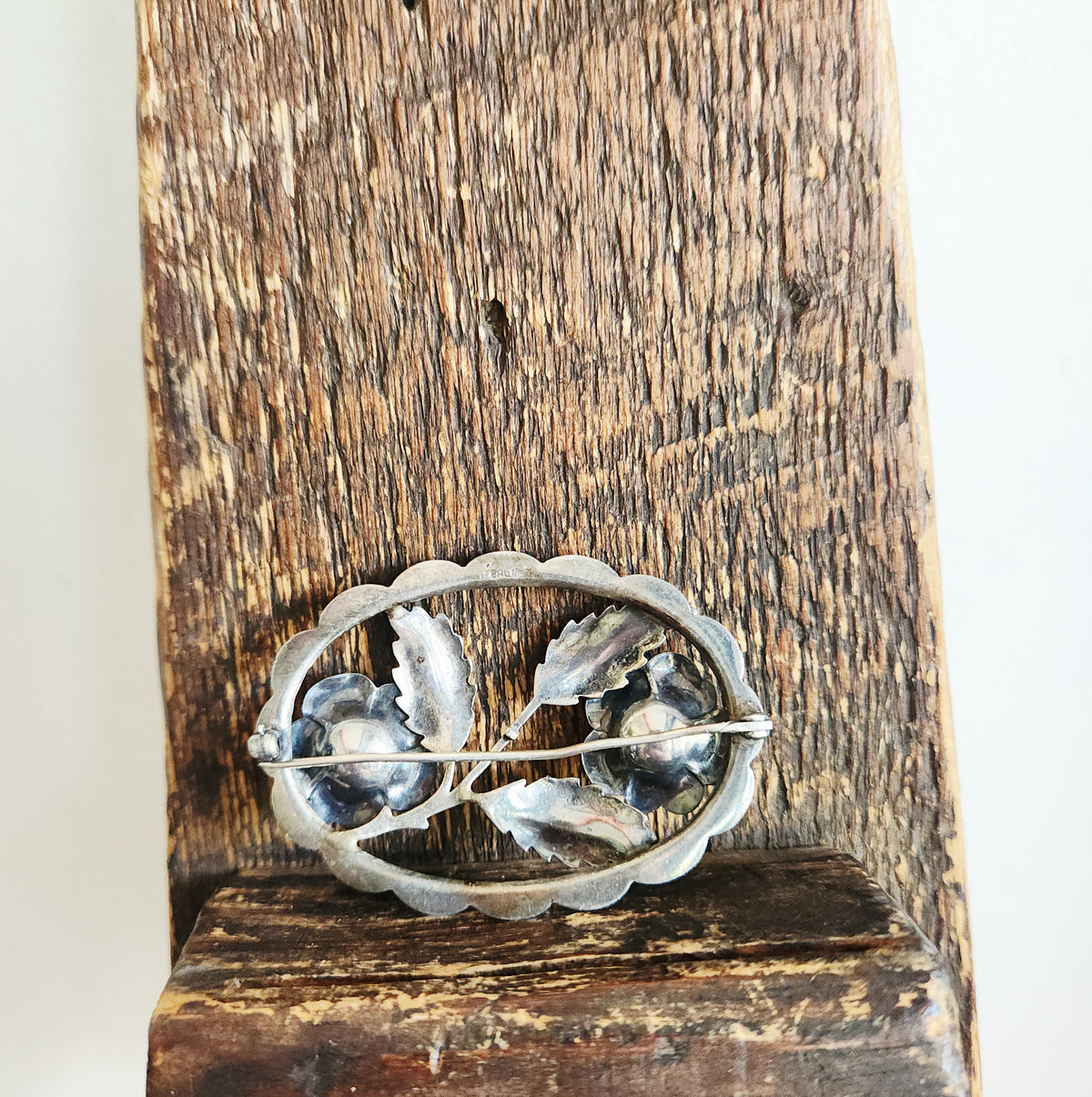 Vintage Sterling Silver Large Roses Pin