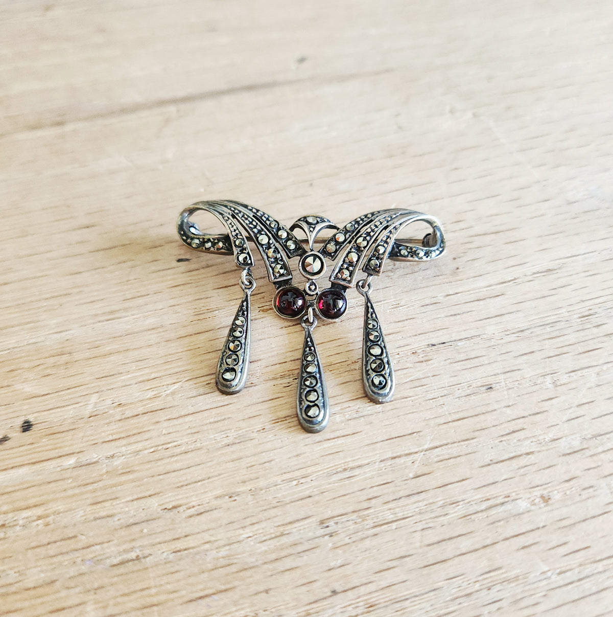 Sterling Silver & Hematite Pin