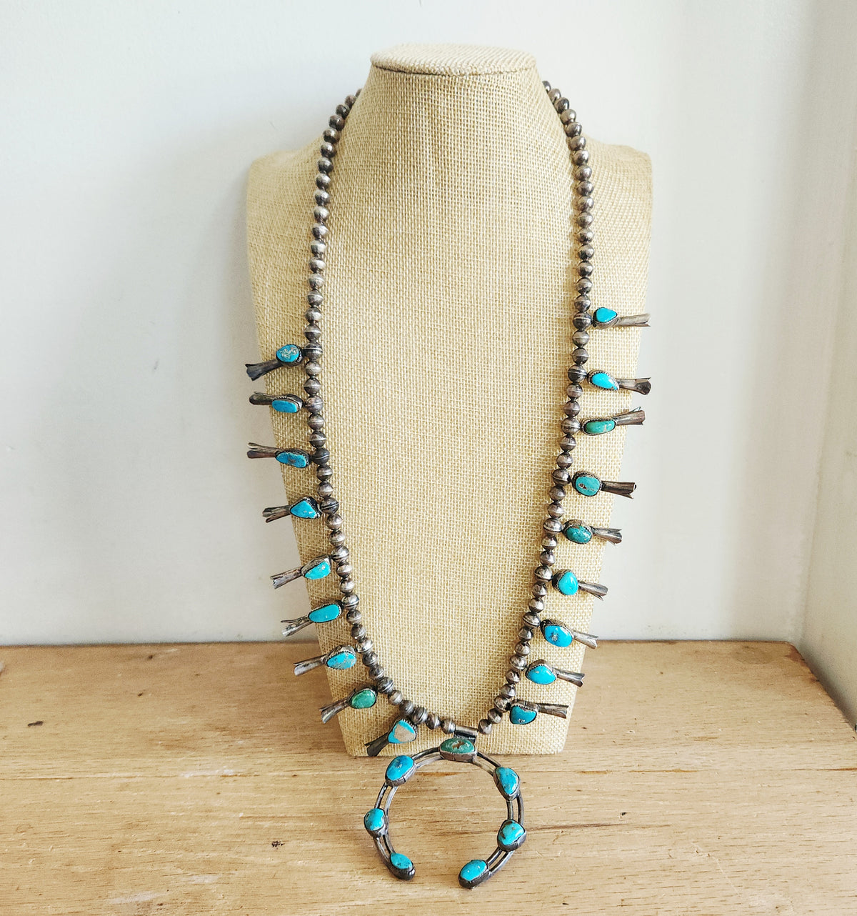 Vintage Turquoise Squash Blossom Necklace